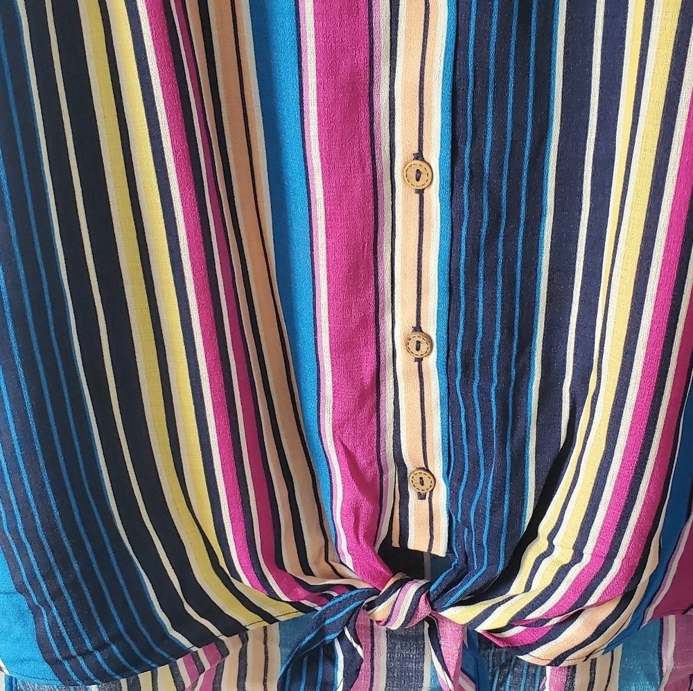 Per Seption Concept Multi Colored Stripe Top - Picture 4 of 5